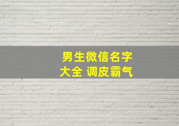 男生微信名字大全 调皮霸气